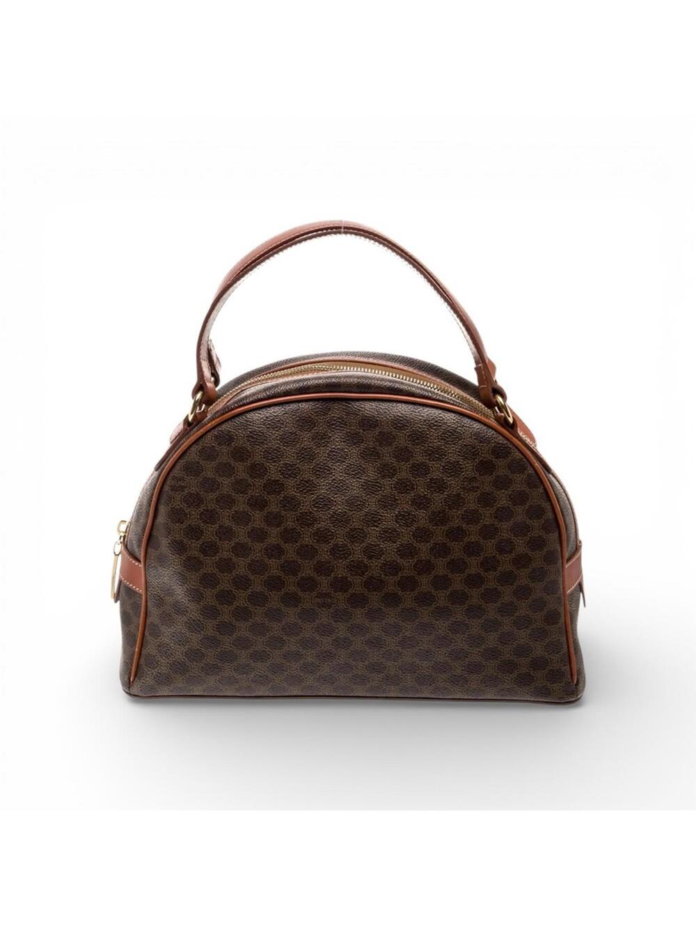 Celine Macadam Monogram Dome Handbag Brown Leather TopHandle